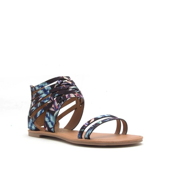 Shoes - Strappy ankle wrap floral sandal